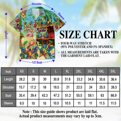 Netecom Tropical Parrot Hawaiian Shirt for Men, Bird Lover Gifts, Animal Floral Button Down Summer Aloha Beach Shirts, S-5XL