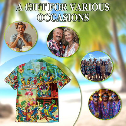 Netecom Tropical Parrot Hawaiian Shirt for Men, Bird Lover Gifts, Animal Floral Button Down Summer Aloha Beach Shirts, S-5XL