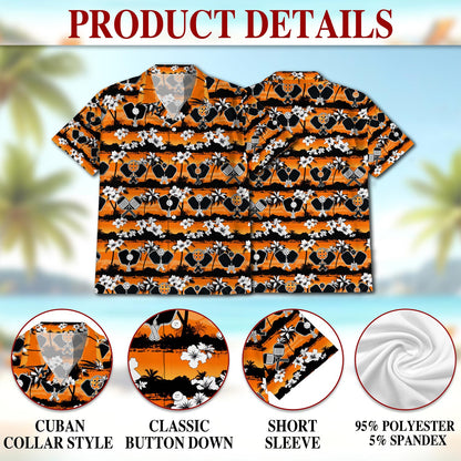 Netecom Tropical Pickleball Hawaiian Shirt for Men, Pickleball Player Gifts Button Down Summer Beach Short Sleeve, S-5XL