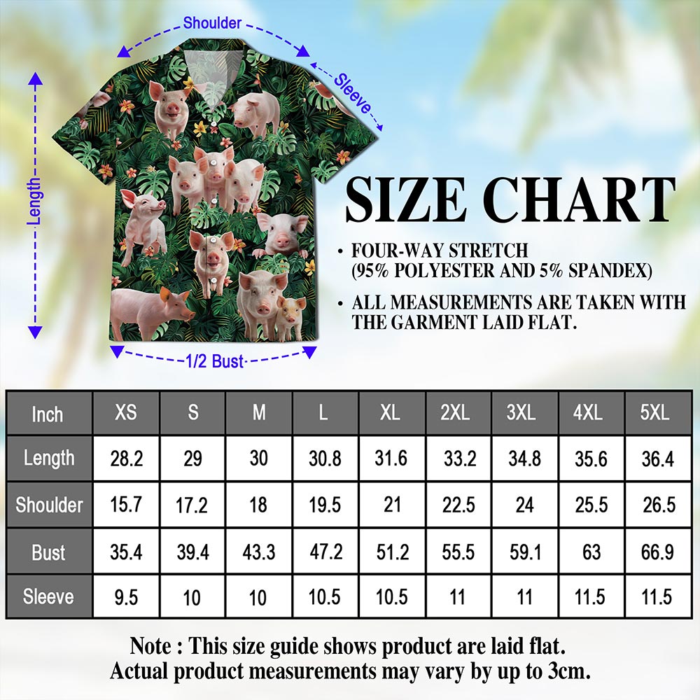 Netecom Tropical Pig Hawaiian Shirt for Men, Pig Lover Gifts, Funny Animal Button Down Summer Beach Short Sleeve Shirts, S-5XL