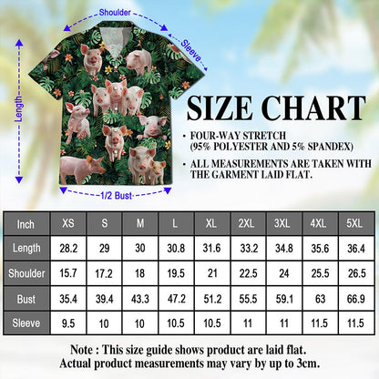 Netecom Tropical Pig Hawaiian Shirt for Men, Pig Lover Gifts, Funny Animal Button Down Summer Beach Short Sleeve Shirts, S-5XL