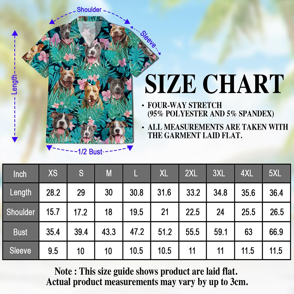 Netecom Tropical Pitbull Hibiscus Hawaiian Shirt for Men Women, Dog Lover Gifts, Floral Button Down Summer Beach Shirts, S-5XL