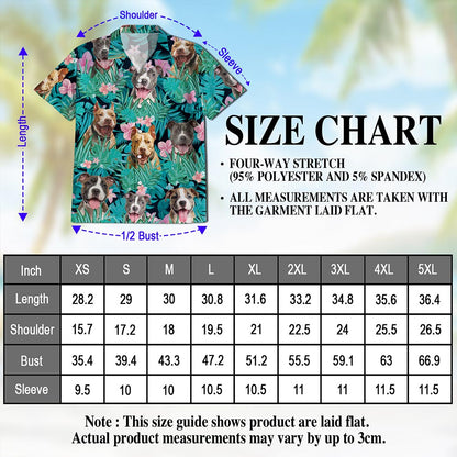 Netecom Tropical Pitbull Hibiscus Hawaiian Shirt for Men Women, Dog Lover Gifts, Floral Button Down Summer Beach Shirts, S-5XL