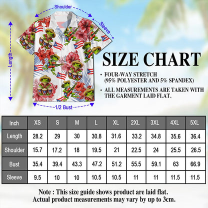 Netecom Tropical Puerto Rico Coqui Hibiscus Hawaiian Shirt for Men, Floral Animal Button Down Summer Beach Shirts, S-5XL