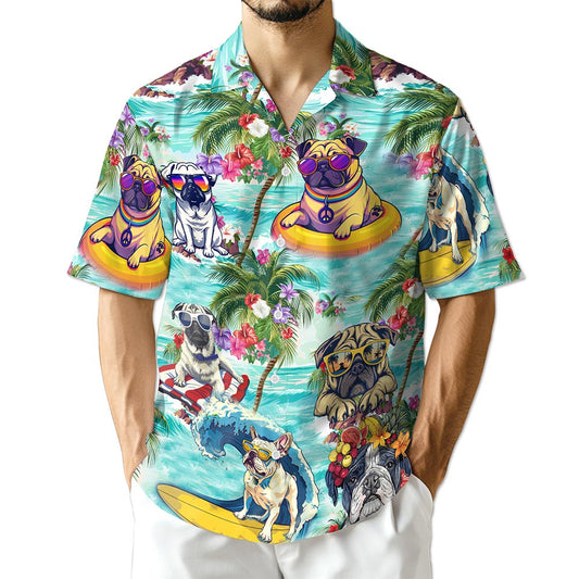 Netecom Tropical Pug Hawaiian Shirt for Men
