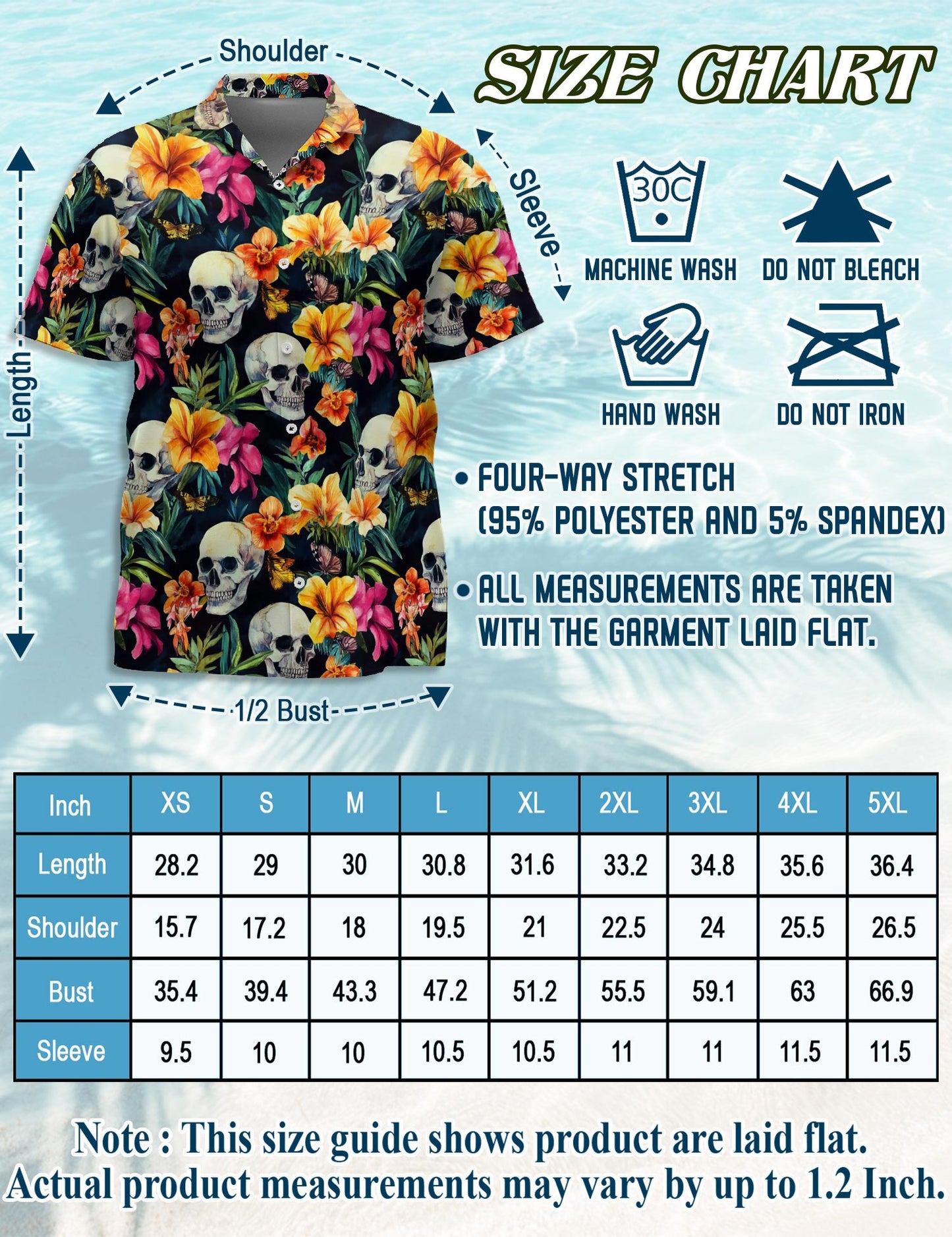 Netecom Tropical Skull Hawaiian Shirt for Men, Tropical Style, Button Down Summer Beach Short Sleeve, S-5XL
