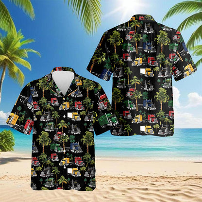 Netecom Tropical Truck Hawaiian Shirt for Men, Button Down Summer Beach Short Sleeve, Retro Style, S-5XL