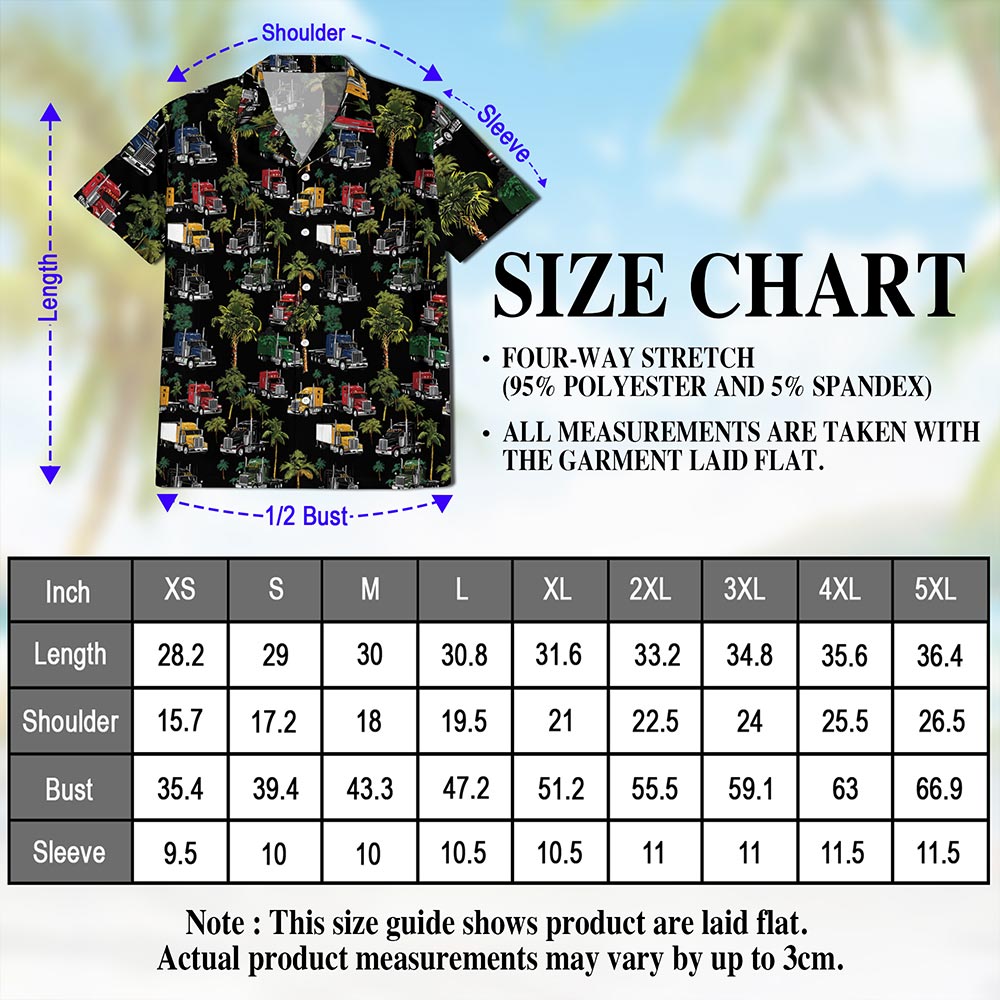 Netecom Tropical Truck Hawaiian Shirt for Men, Button Down Summer Beach Short Sleeve, Retro Style, S-5XL