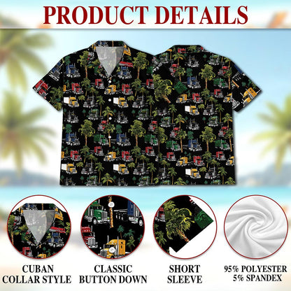 Netecom Tropical Truck Hawaiian Shirt for Men, Button Down Summer Beach Short Sleeve, Retro Style, S-5XL