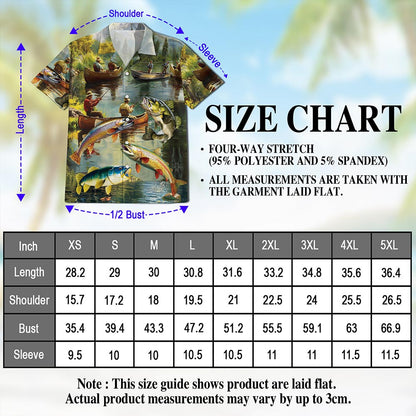 Netecom Trout Fishing Hawaiian Shirt for Men, Button Down Summer Beach Short Sleeve, S-5XL