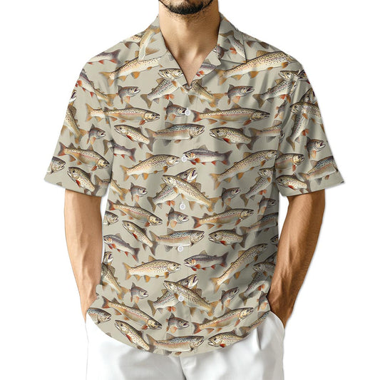 Netecom Trout Pattern Hawaiian Shirt for Men