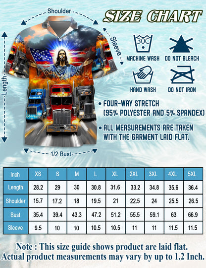 Netecom Truck Driver Jesus Bless Hawaiian Shirt for Men, Button Down Summer Beach Short Sleeve, S-5XL