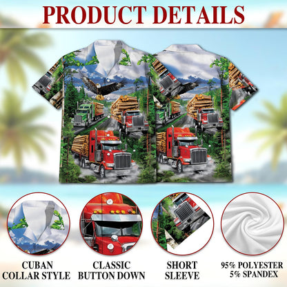 Netecom Truck Hawaiian Shirt for Men, Button Down Summer Beach Short Sleeve, Vintage Style, Size S-5XL