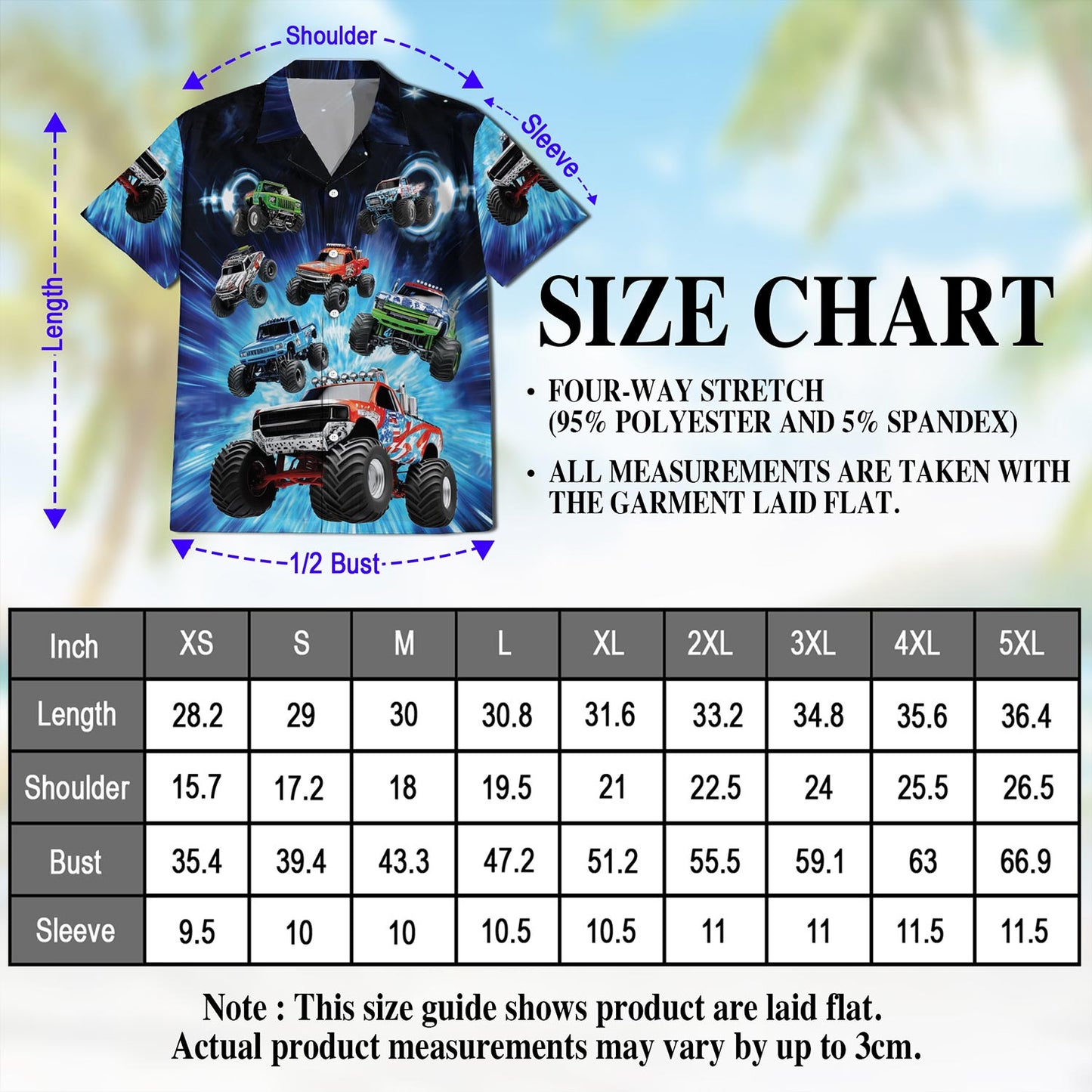 Netecom Truck Lovers Hawaiian Shirt for Men, Unisex Button Down Summer Beach Short Sleeve, Automotive Fashion, Sizes S-5XL