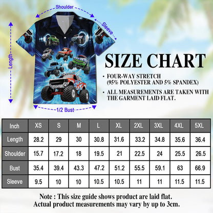 Netecom Truck Lovers Hawaiian Shirt for Men, Unisex Button Down Summer Beach Short Sleeve, Automotive Fashion, Sizes S-5XL