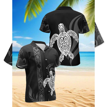 Netecom Turtle Hawaiian Shirt for Men, Button Down Summer Beach Short Sleeve, Vintage Style, Sizes S-5XL