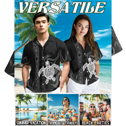 Netecom Turtle Hawaiian Shirt for Men, Button Down Summer Beach Short Sleeve, Vintage Style, Sizes S-5XL