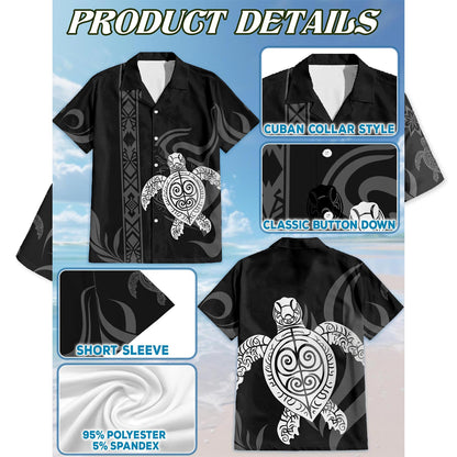 Netecom Turtle Hawaiian Shirt for Men, Button Down Summer Beach Short Sleeve, Vintage Style, Sizes S-5XL