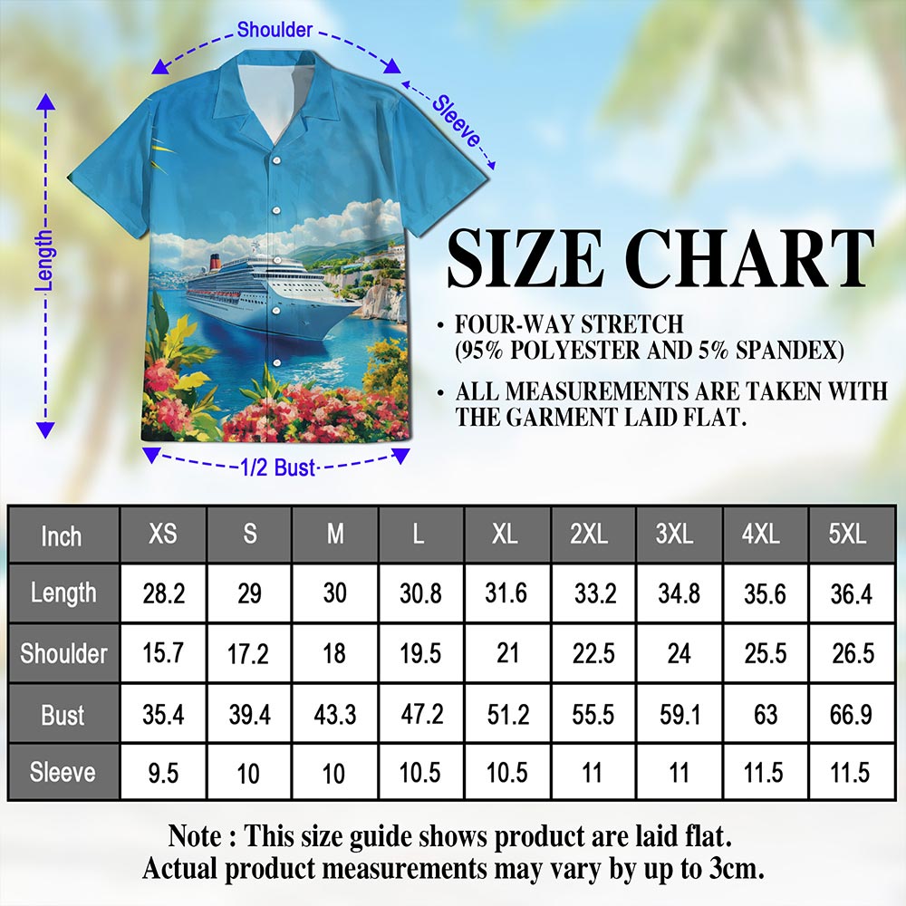 Netecom US Cruise Ship Hawaiian Shirt for Men, Unisex Button Down Summer Beach Short Sleeve, Travel Gifts, Sizes S-5XL