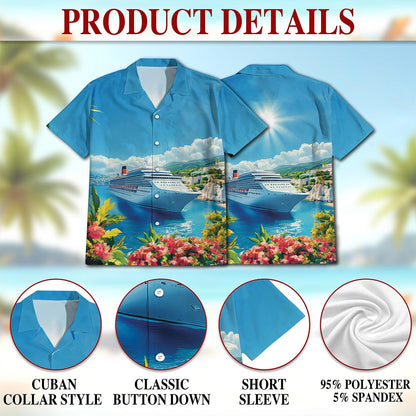 Netecom US Cruise Ship Hawaiian Shirt for Men, Unisex Button Down Summer Beach Short Sleeve, Travel Gifts, Sizes S-5XL