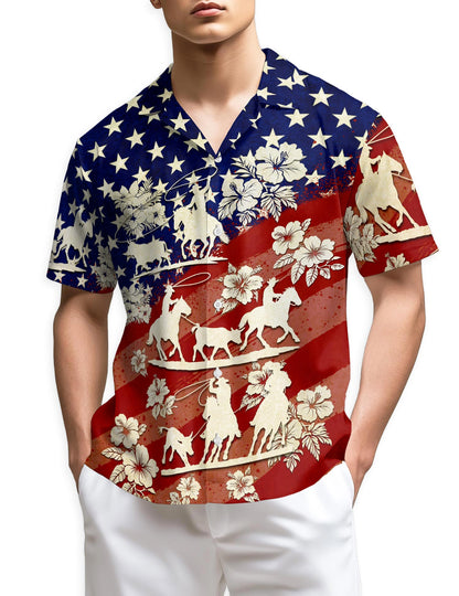 Netecom US Team Roping Hawaiian Shirt for Men