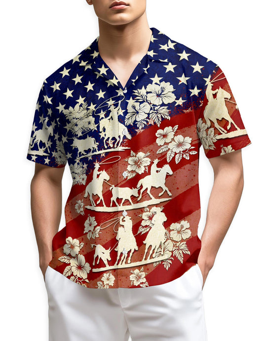 Netecom US Team Roping Hawaiian Shirt for Men