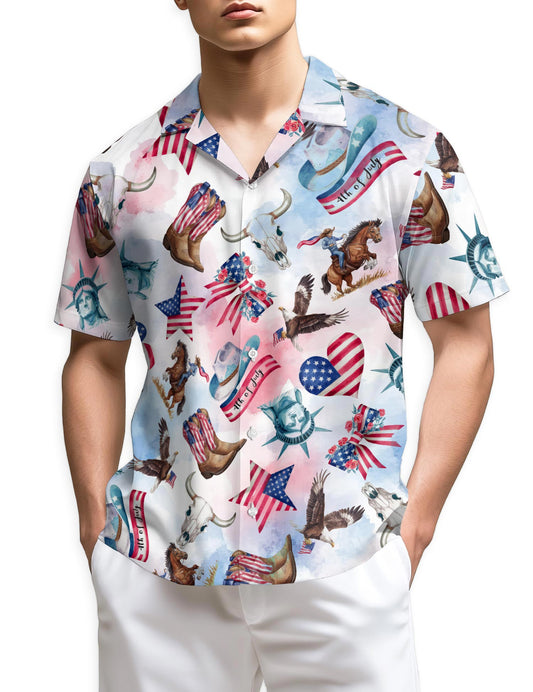 Netecom USA Horse Racing Pattern Hawaiian Shirt for Men