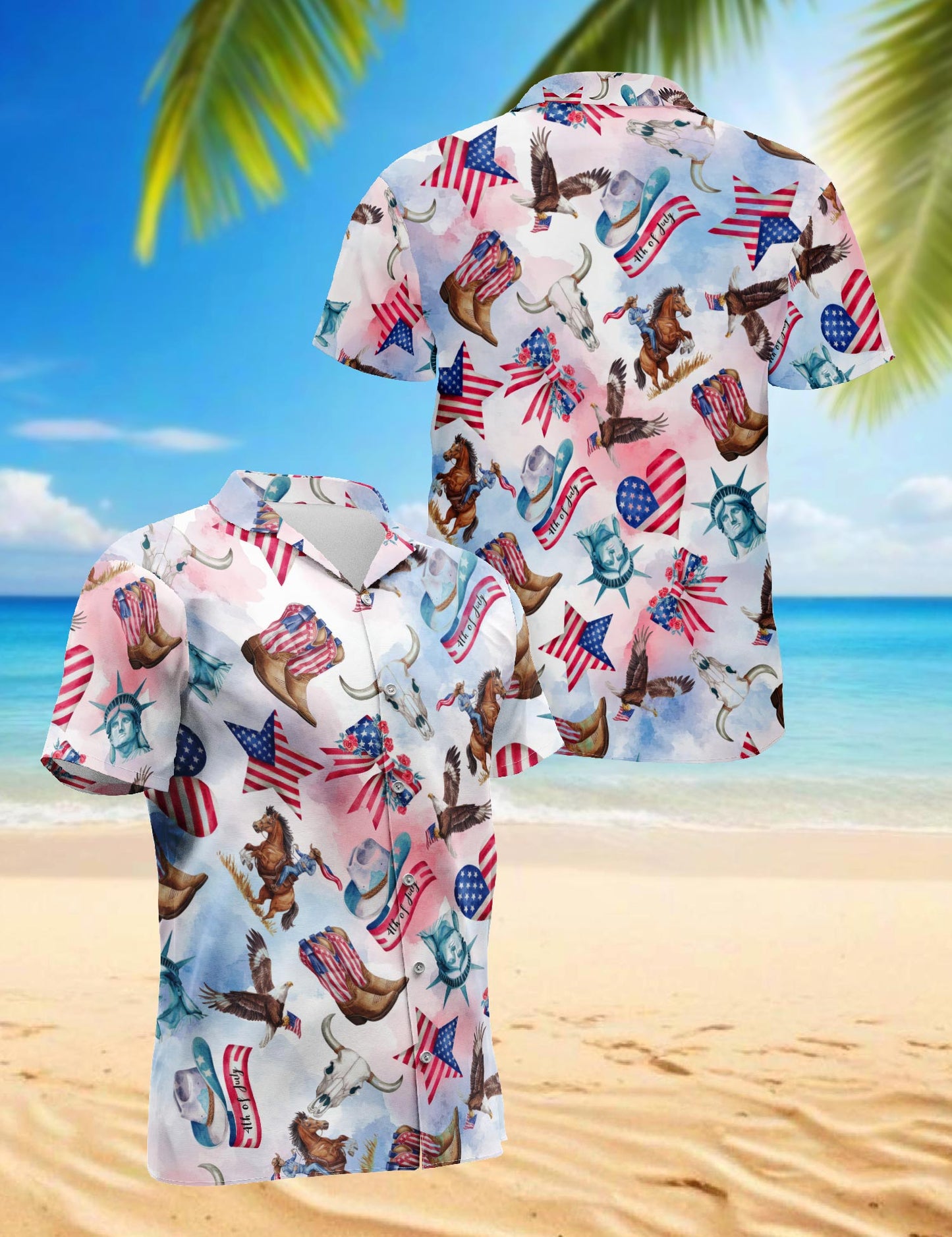 Netecom USA Horse Racing Pattern Hawaiian Shirt for Men, Button Down Summer Beach Short Sleeve, S-5XL
