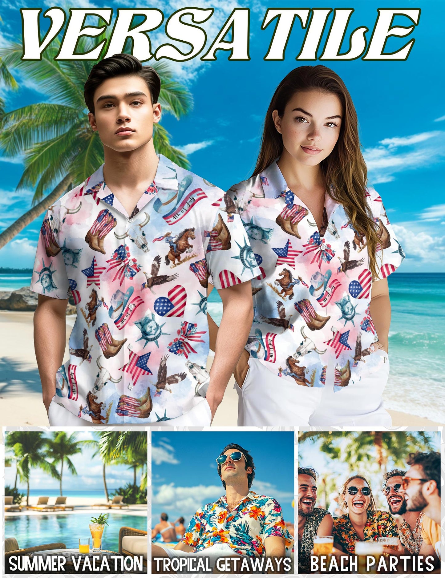 Netecom USA Horse Racing Pattern Hawaiian Shirt for Men, Button Down Summer Beach Short Sleeve, S-5XL