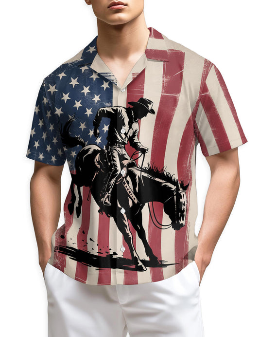Netecom USA Horse Racing Silhouette Hawaiian Shirt for Men
