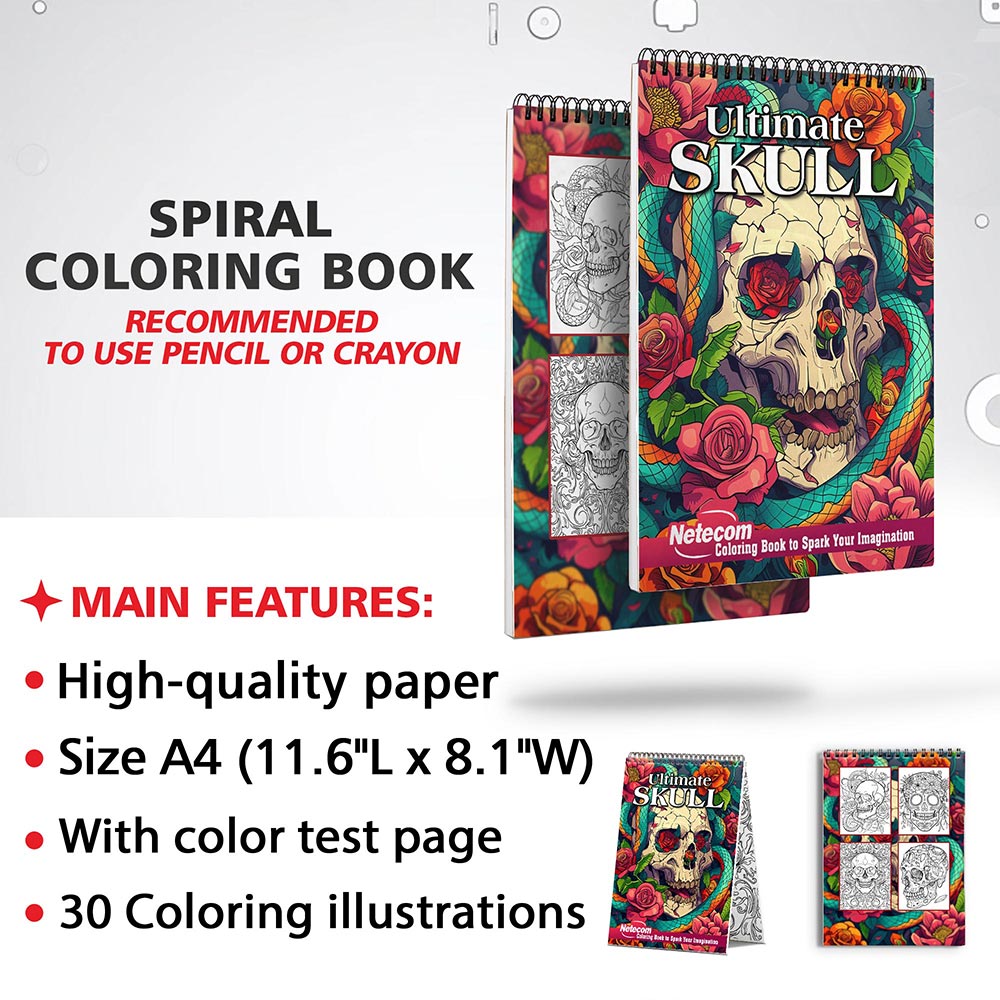 Netecom Ultimate Skull Coloring Sheets for Adults