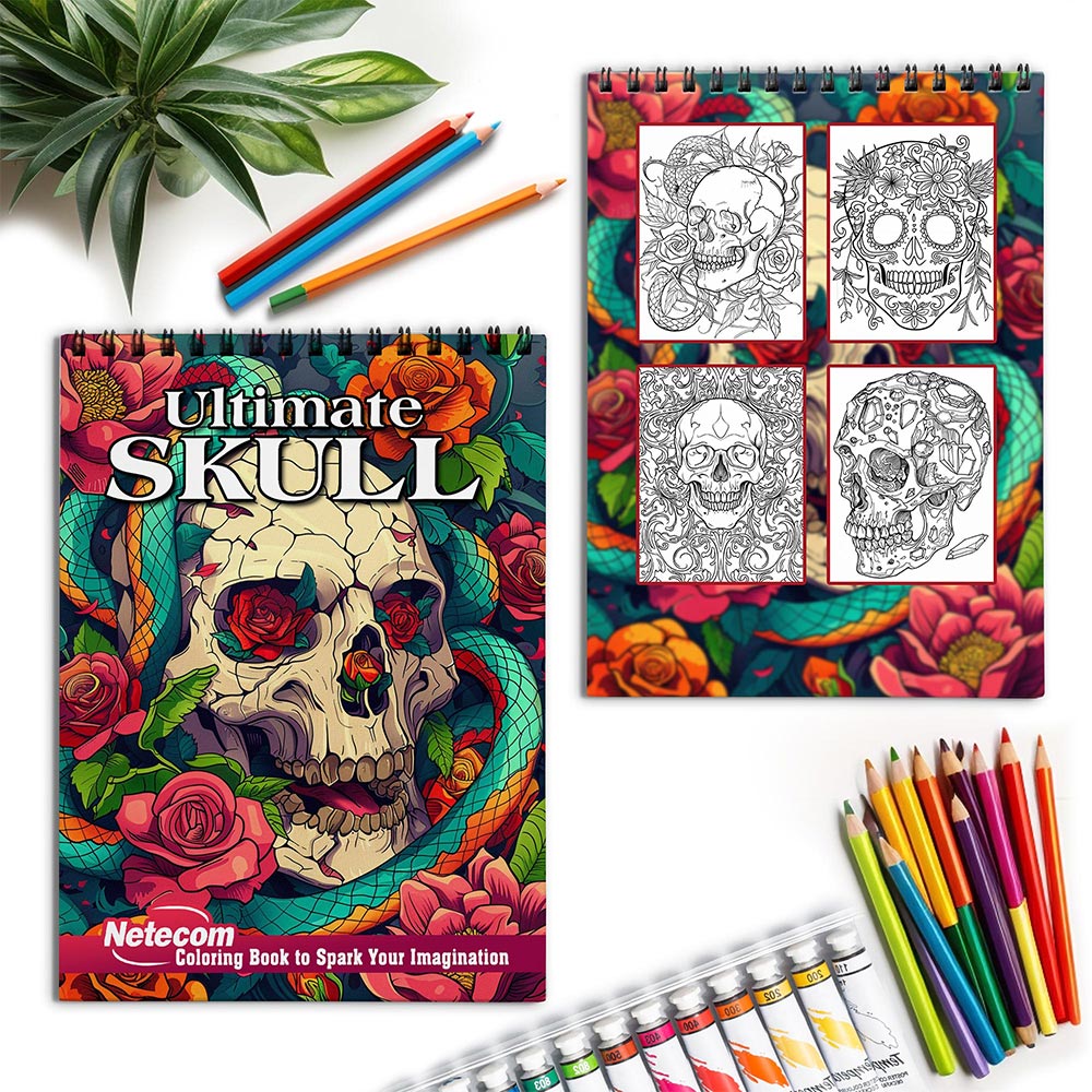 Netecom Ultimate Skull Spiral Coloring Book for Adults