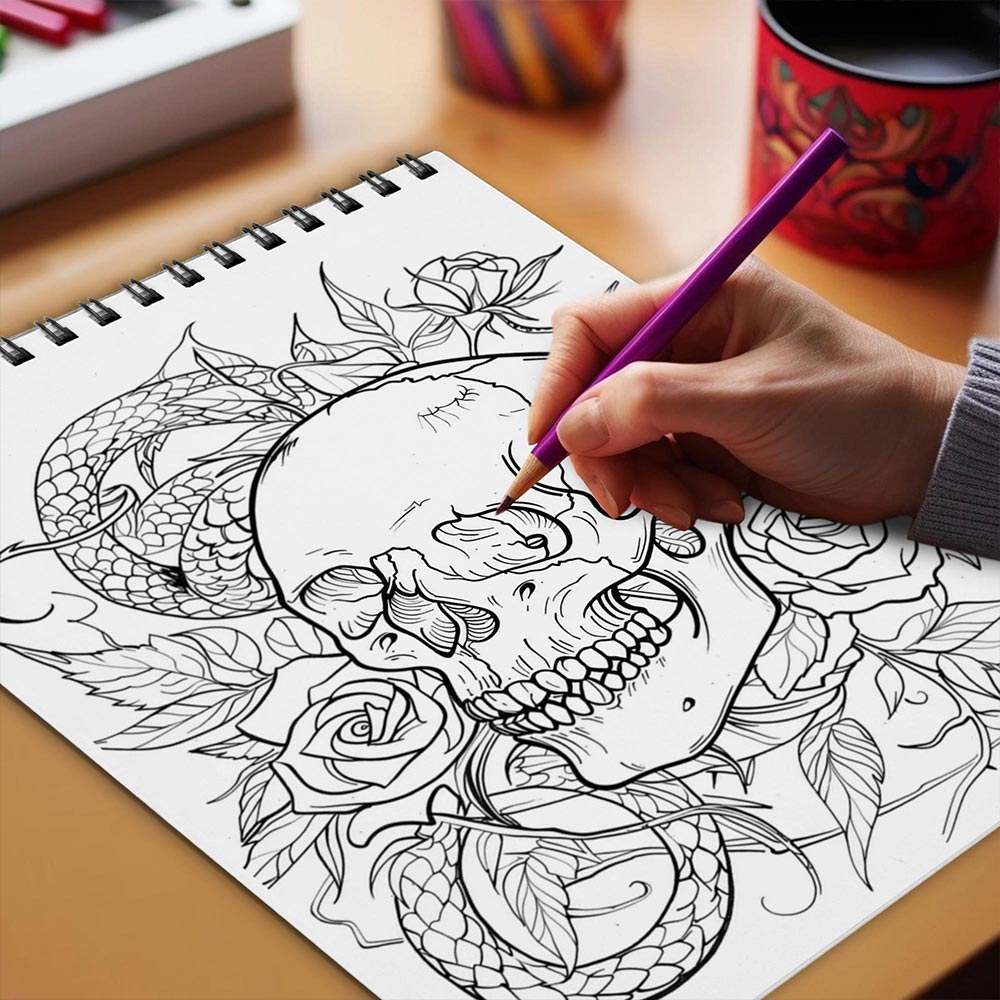 Netecom Ultimate Skull Coloring Book Spiral Bound for Adults