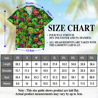 Netecom Venus Flytrap Hawaiian Shirt for Men, Plant Lover Gifts, Button Down Summer Beach Short Sleeve, S-5XL