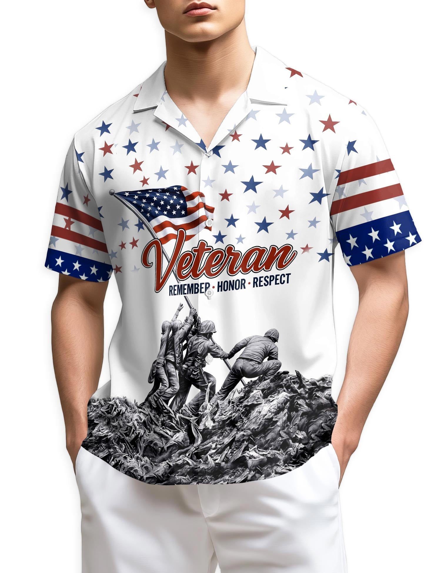 Netecom Veteran 4th July Hawaiian Shirt for Men