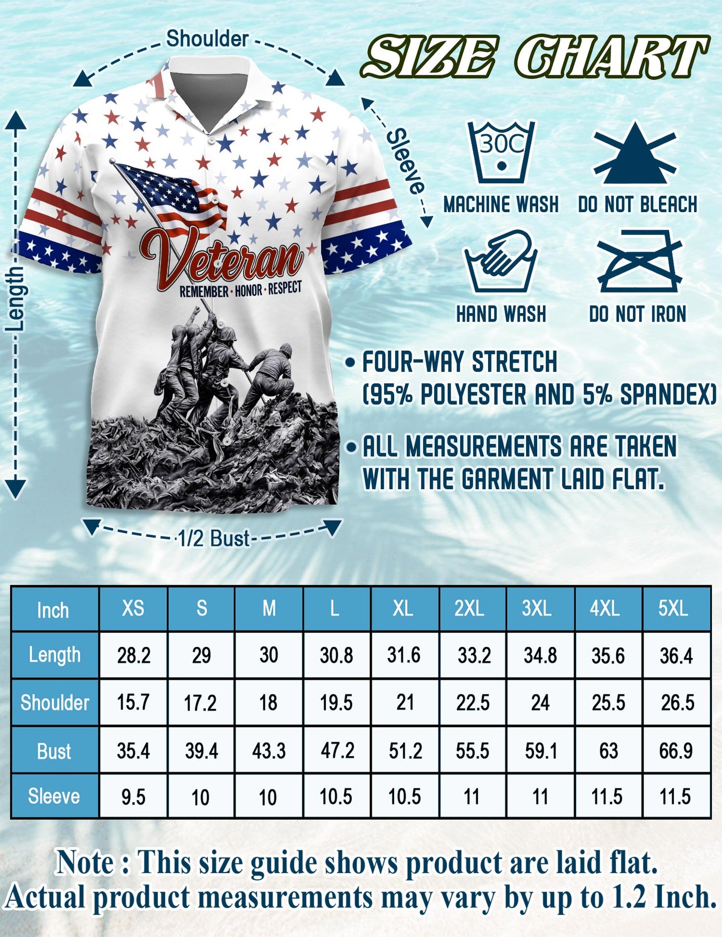 Netecom Veteran 4th July Hawaiian Shirt for Men, Patriotic Style, Button Down Summer Beach Short Sleeve, S-5XL