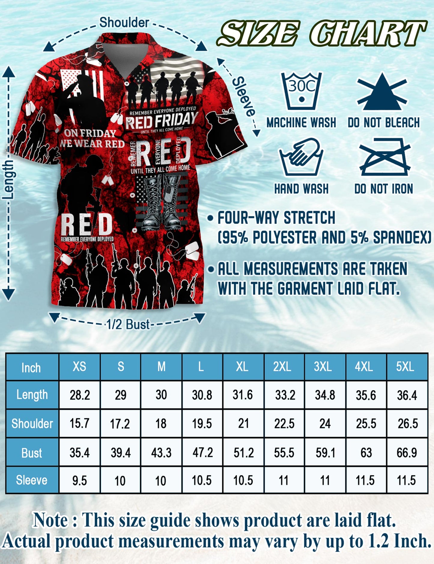 Netecom Veteran Red Friday Hawaiian Shirt for Men, Patriotic Style, Button Down Summer Beach Short Sleeve, S-5XL