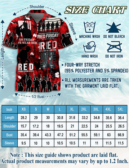 Netecom Veteran Red Friday Hawaiian Shirt for Men, Patriotic Style, Button Down Summer Beach Short Sleeve, S-5XL