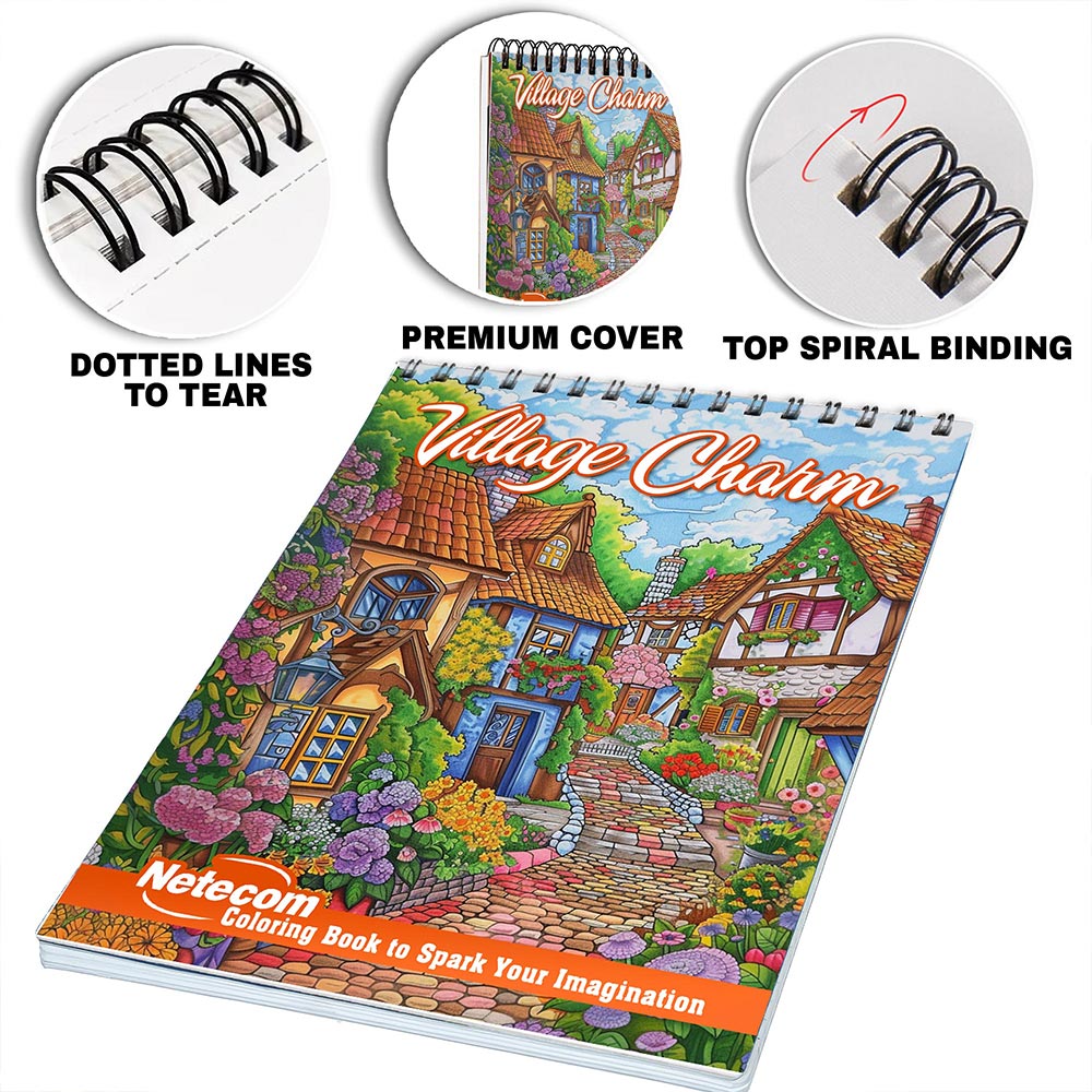 Netecom Village Charm Coloring Pages for Adults