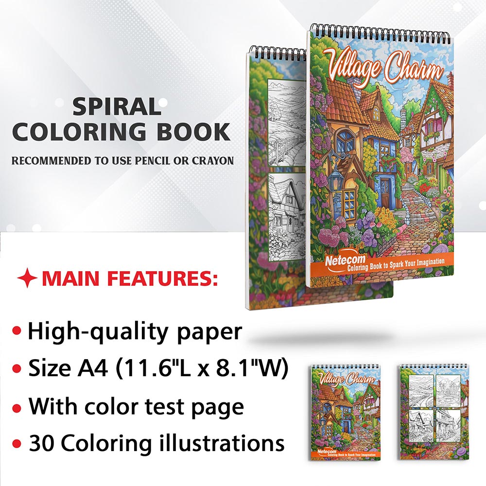 Netecom Village Charm Coloring Sheets for Adults