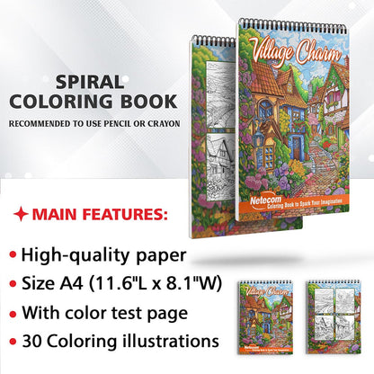 Netecom Village Charm Coloring Sheets for Adults