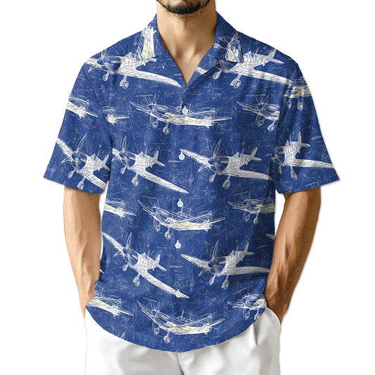 Netecom Vintage Aircraft Hawaiian Shirt for Men
