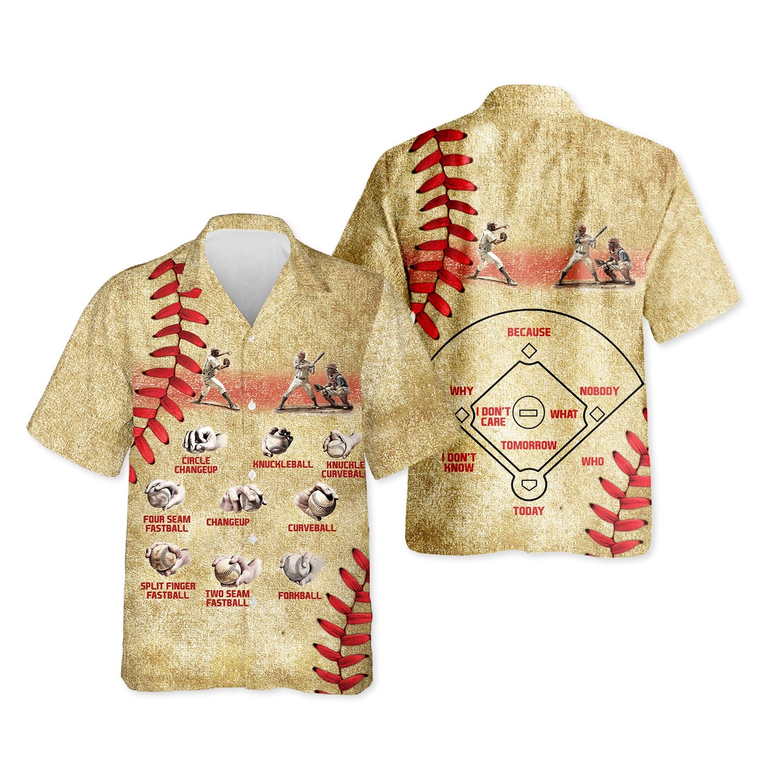 Netecom Vintage Baseball Pitching Grips Hawaiian Shirt for Men