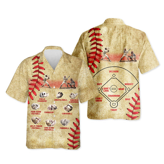 Netecom Vintage Baseball Pitching Grips Hawaiian Shirt for Men