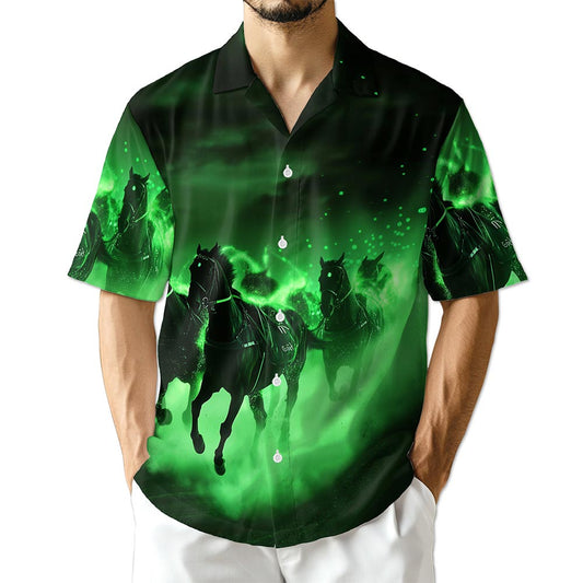 Netecom Vintage Black Horse Hawaiian Shirt for Men Women