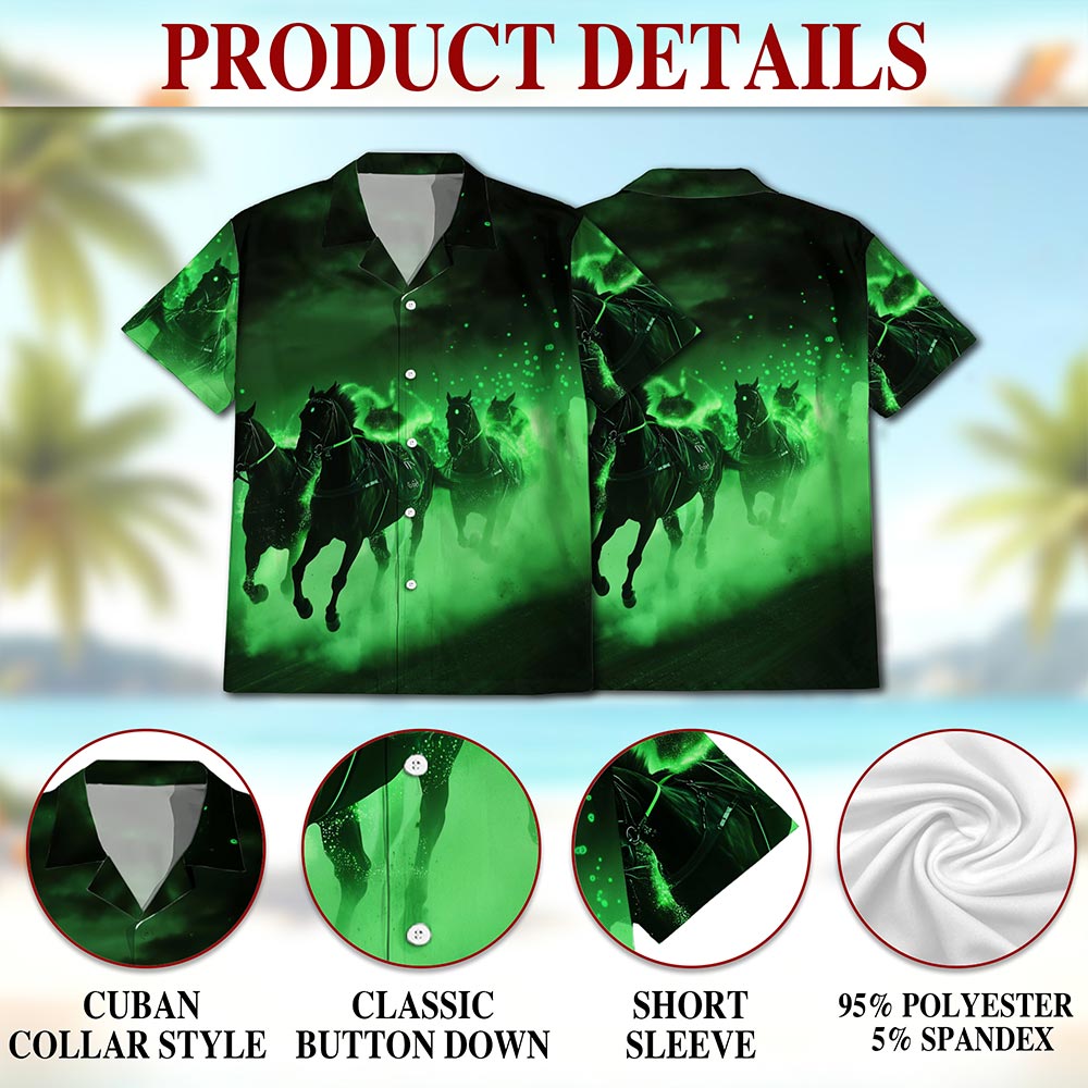 Netecom Vintage Black Horse Hawaiian Shirt for Men Women, Horse Lover Gifts, Animal Button Down Summer Beach Shirts, S-5XL