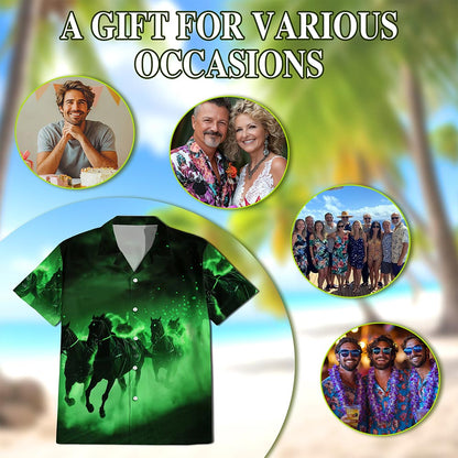 Netecom Vintage Black Horse Hawaiian Shirt for Men Women, Horse Lover Gifts, Animal Button Down Summer Beach Shirts, S-5XL