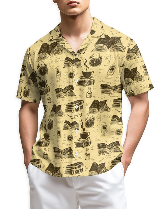 Netecom Vintage Book Lovers Hawaiian Shirt for Men