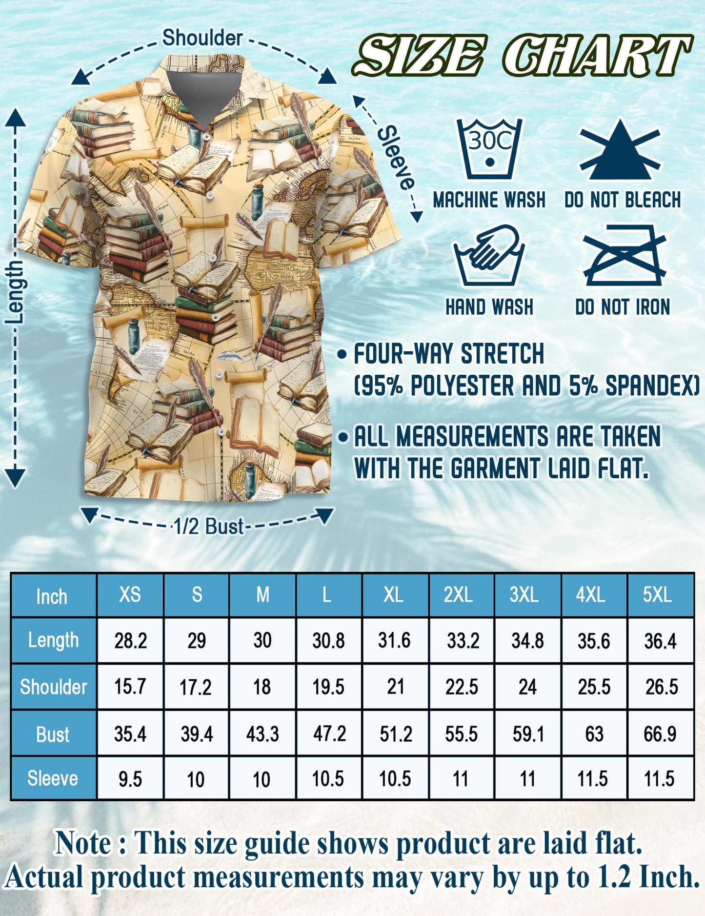 Netecom Vintage Book Hawaiian Shirt for Men, Retro Style, Button Down Summer Beach Short Sleeve, S-5XL