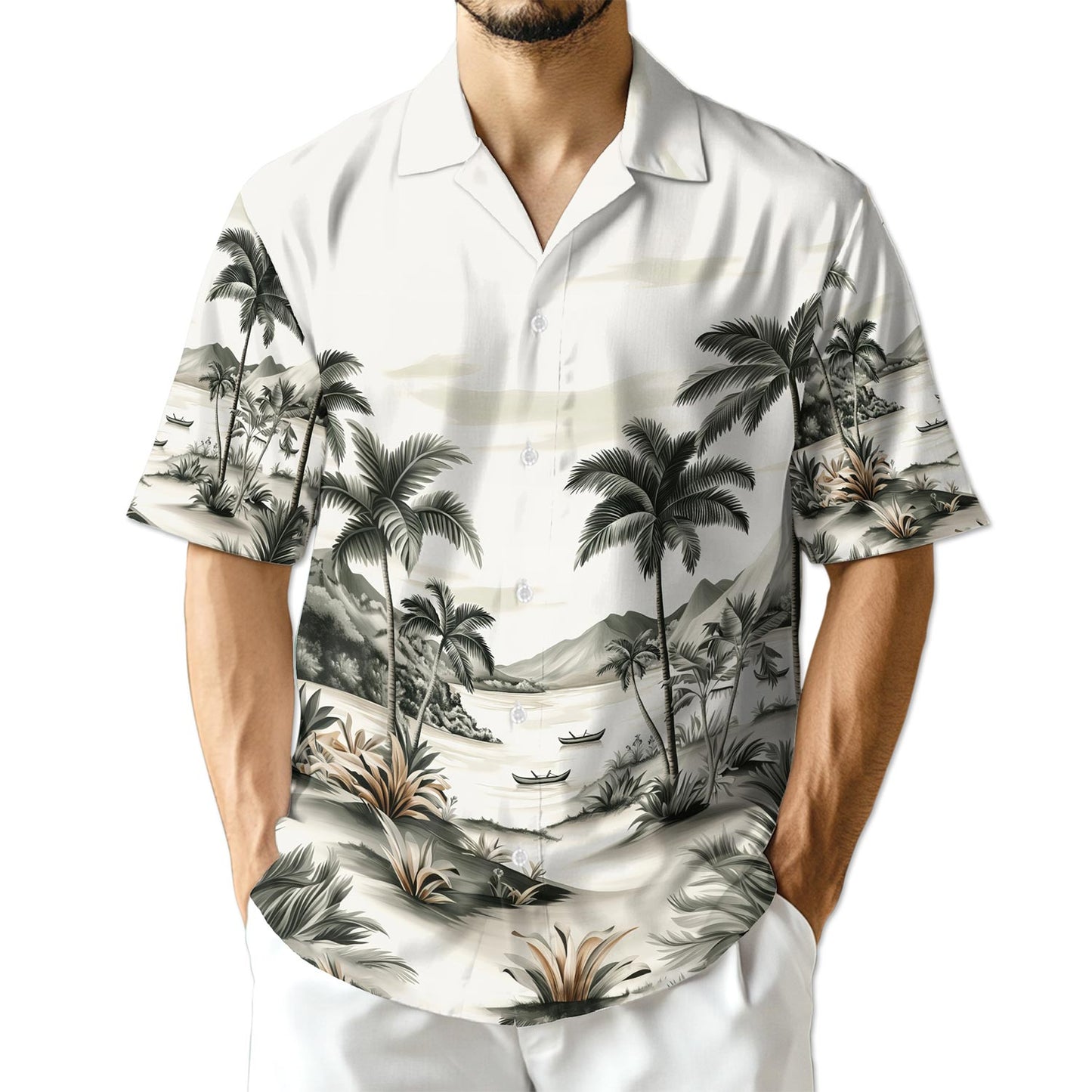 Netecom Vintage Coconut Tree Hawaiian Shirt for Men